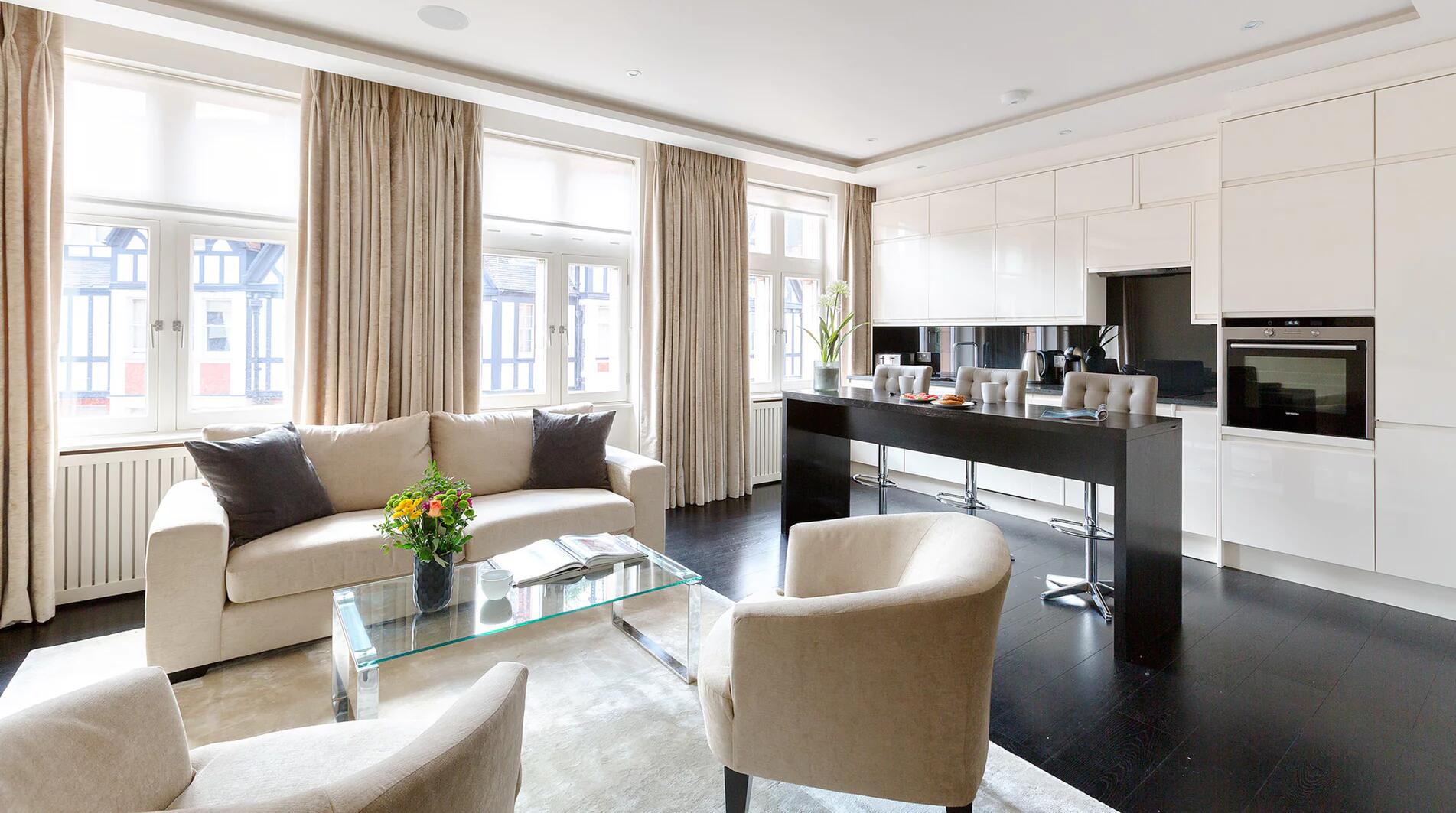 Lovelydays luxury service apartment rental - London - Knightsbridge - Herbert Street - Partner - 1 bedrooms - 1 bathrooms - Luxury kitchen - Luxury living room - 591c0761bcb5 - Lovelydays